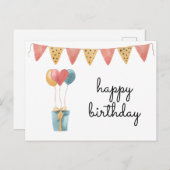 Carte Postale Joyeux Anniversaire Aquarelle Colorée (Devant / Derrière)