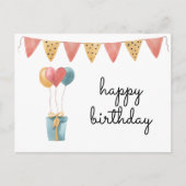 Carte Postale Joyeux Anniversaire Aquarelle Colorée  (Devant)