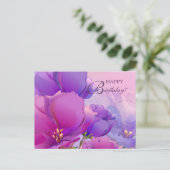 Carte Postale Joyeux anniversaire. Aquarelle rose Lilac Floral (Debout devant)
