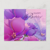 Carte Postale Joyeux anniversaire. Aquarelle rose Lilac Floral (Devant)