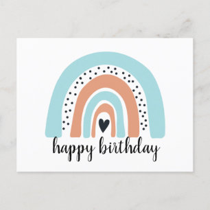 Carte Postale Joyeux Anniversaire Arc-en-ciel Bleu Pêche