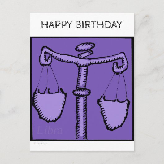 Carte Postale Joyeux anniversaire Astrologie Zodiac Libra Sign V (Devant)