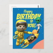 Carte postale joyeux anniversaire astronaute et ex (Devant / Derrière)