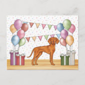 Carte Postale Joyeux Anniversaire au chien Magyar Vizsla pastel  (Devant)
