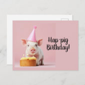 Carte Postale Joyeux anniversaire au cochon ! (Devant / Derrière)