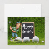 Carte Postale Joyeux anniversaire au golfeur avec une balle de g (Devant / Derrière)