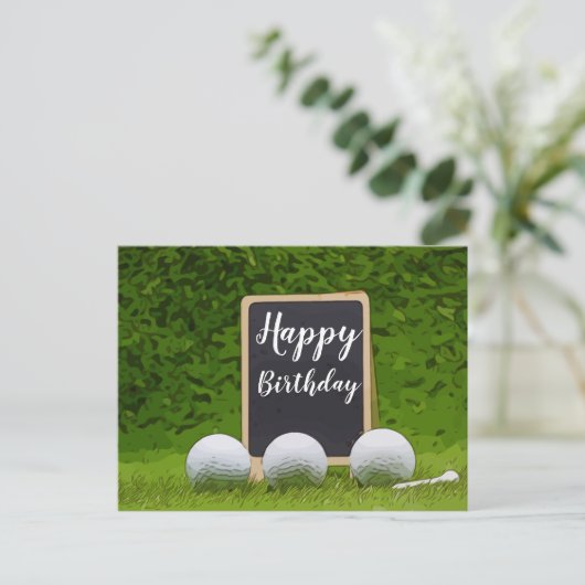 Carte Postale Joyeux anniversaire au golfeur avec une balle de g (Debout devant)