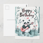 Carte Postale Joyeux anniversaire au Panda à l'aquarelle mignon  (Devant / Derrière)