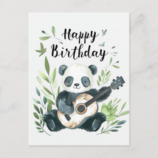 Carte Postale Joyeux anniversaire au Panda à l'aquarelle mignon (Devant)