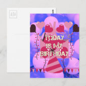 Carte Postale Joyeux anniversaire aujourd'hui est mon anniversai (Devant / Derrière)