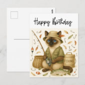 Carte Postale Joyeux anniversaire aux amateurs de pêche (Devant / Derrière)