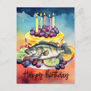 Carte Postale Joyeux anniversaire aux amateurs de pêche