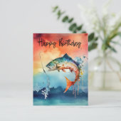 Carte Postale Joyeux anniversaire aux amateurs de pêche (Debout devant)