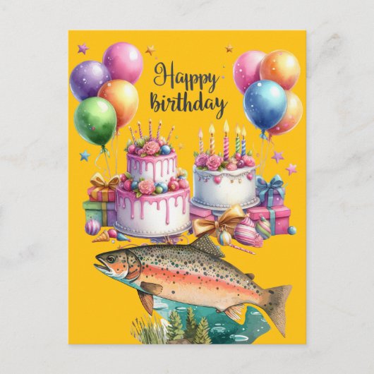 Carte Postale Joyeux anniversaire aux amateurs de pêche (Devant)