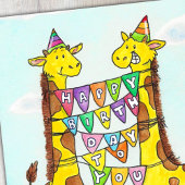 Carte Postale Joyeux Anniversaire aux Girafes