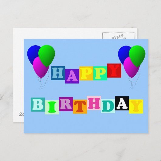 Carte Postale Joyeux anniversaire avec des ballons par Shirley T (Devant / Derrière)