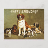 Carte Postale Joyeux Anniversaire avec Illustration de Chiens Vi (Devant)