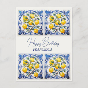 Carte Postale Joyeux Anniversaire Avec 💛 nom 💙 Beau Azulejo