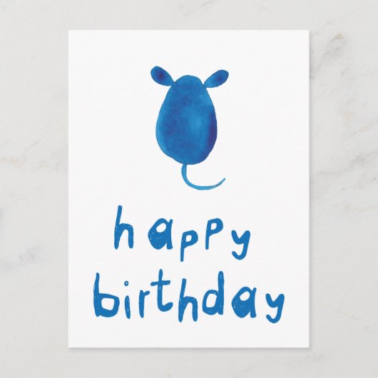 Carte Postale Joyeux Anniversaire avec Souris (Devant)