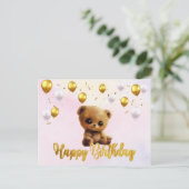 Carte postale "Joyeux Anniversaire" avec un ours e (Debout devant)