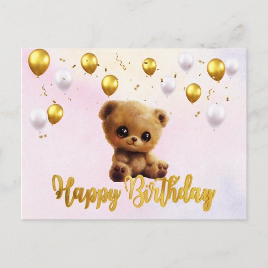 Carte postale "Joyeux Anniversaire" avec un ours e (Devant)