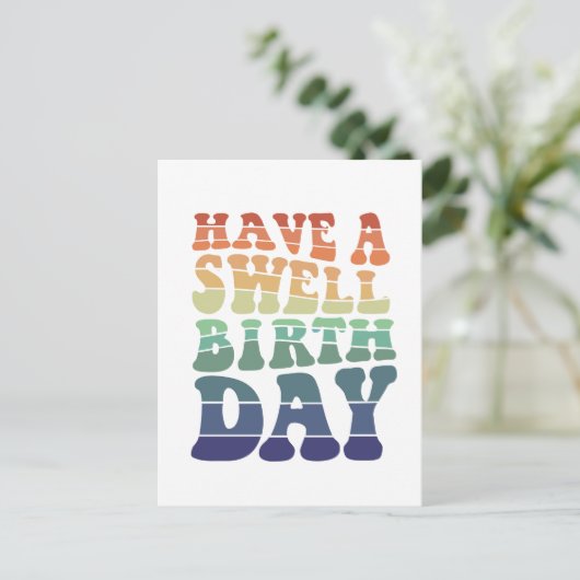 Carte Postale Joyeux anniversaire avec une typographie arc-en-ci (Debout devant)