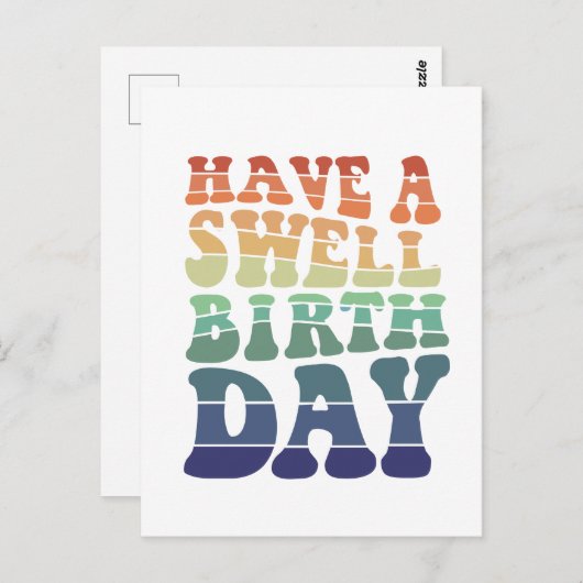 Carte Postale Joyeux anniversaire avec une typographie arc-en-ci (Devant / Derrière)