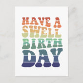 Carte Postale Joyeux anniversaire avec une typographie arc-en-ci (Devant)