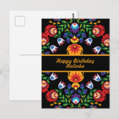 Carte Postale Joyeux anniversaire Awesome polish Folk Wycinanki (Devant / Derrière)