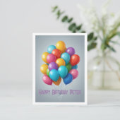 Carte Postale Joyeux Anniversaire ballons bouquet fête (Debout devant)