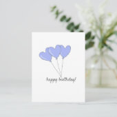Carte Postale Joyeux Anniversaire Ballons Violets en Forme de Cœ (Debout devant)