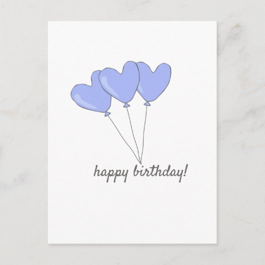 Carte Postale Joyeux Anniversaire Ballons Violets en Forme de Cœ (Devant)