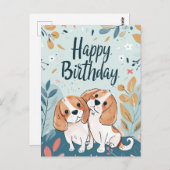 Carte Postale Joyeux Anniversaire Beagle Mignon (Devant / Derrière)