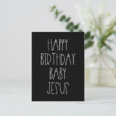 Carte Postale Joyeux anniversaire Bébé Jésus drôle Noël (Debout devant)