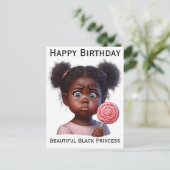 Carte Postale Joyeux anniversaire, belle fille, princesse noire (Debout devant)