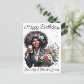 Carte Postale Joyeux Anniversaire Belle Reine Noire Melanin Sist (Debout devant)