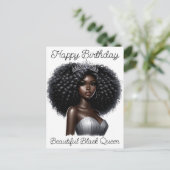 Carte Postale Joyeux anniversaire belle reine noire sœur mélanin (Debout devant)