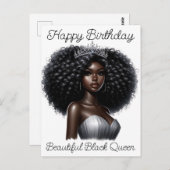 Carte Postale Joyeux anniversaire belle reine noire sœur mélanin (Devant / Derrière)