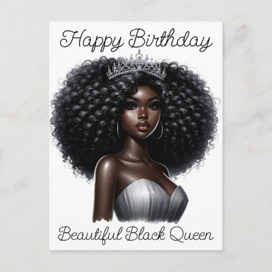 Carte Postale Joyeux anniversaire belle reine noire sœur mélanin (Devant)