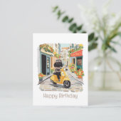 Carte Postale Joyeux Anniversaire Black Doodle Trottinette (Debout devant)