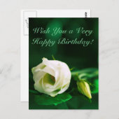 Carte Postale Joyeux anniversaire blanc rose sur vert (Devant / Derrière)