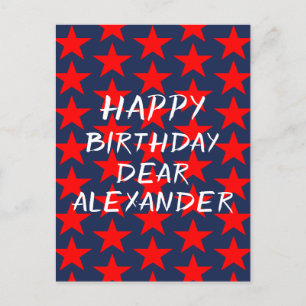 Carte Postale Joyeux Anniversaire Bleu Et Rouge 