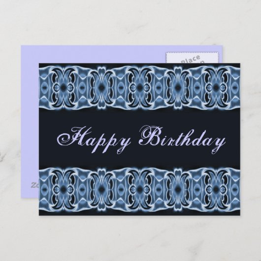 Carte Postale Joyeux anniversaire bleu noir (Devant / Derrière)