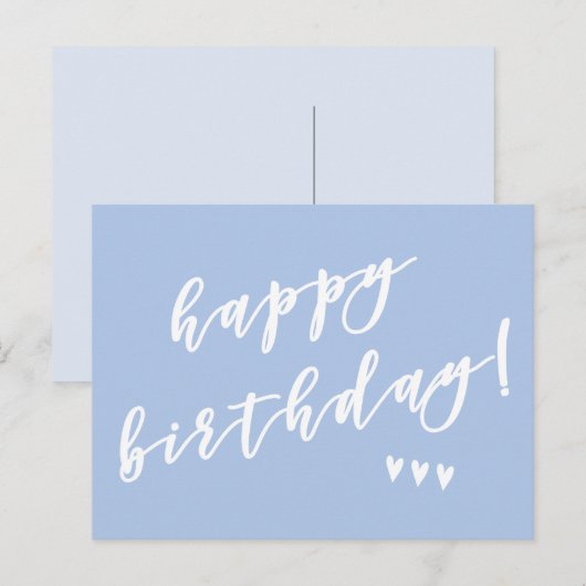 Carte Postale Joyeux Anniversaire! Blue Brush Script (Devant / Derrière)