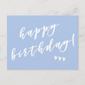 Carte Postale Joyeux Anniversaire! Blue Brush Script (Devant)