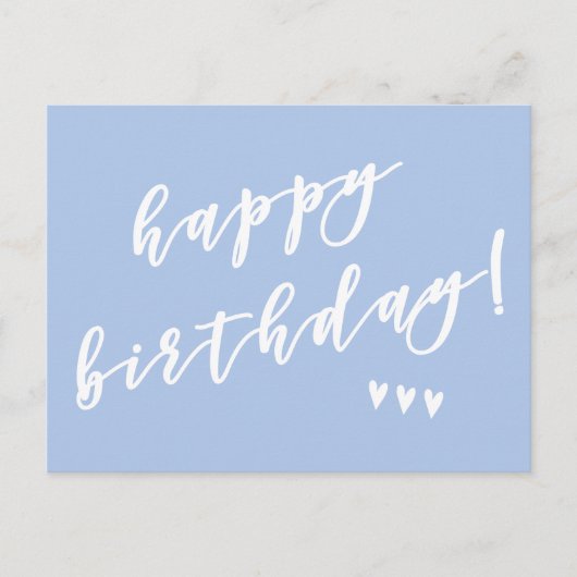 Carte Postale Joyeux Anniversaire! Blue Brush Script (Devant)