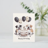 Carte Postale Joyeux Anniversaire Bouledogues Anglais (Debout devant)