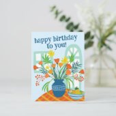 Carte Postale Joyeux Anniversaire Bouquet de Fleurs Mignonnes de (Debout devant)