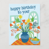 Carte Postale Joyeux Anniversaire Bouquet de Fleurs Mignonnes de (Devant)