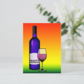 Carte Postale joyeux anniversaire : bouteille de vin demi-teinte (Debout devant)